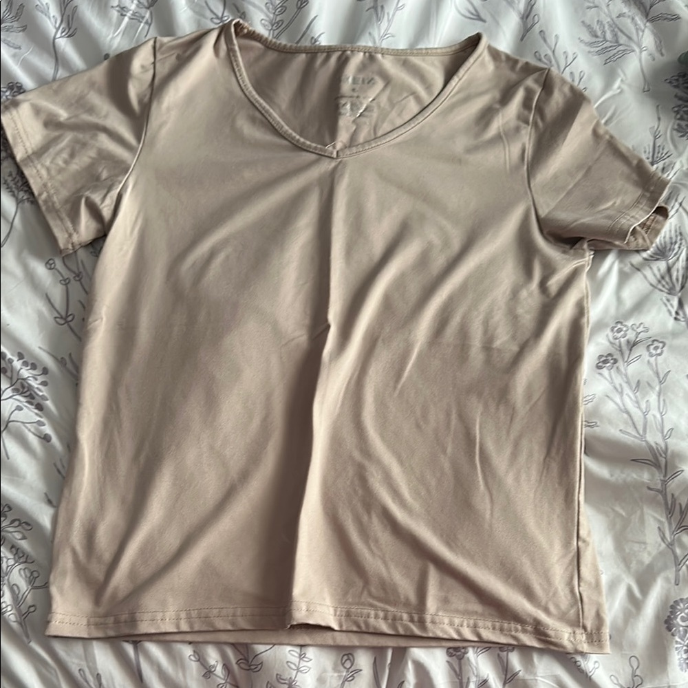 SHEIN Tan Cream Fitted Short Sleeve Tee